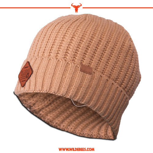 Wildebees Leather Patch Beanie Khaki