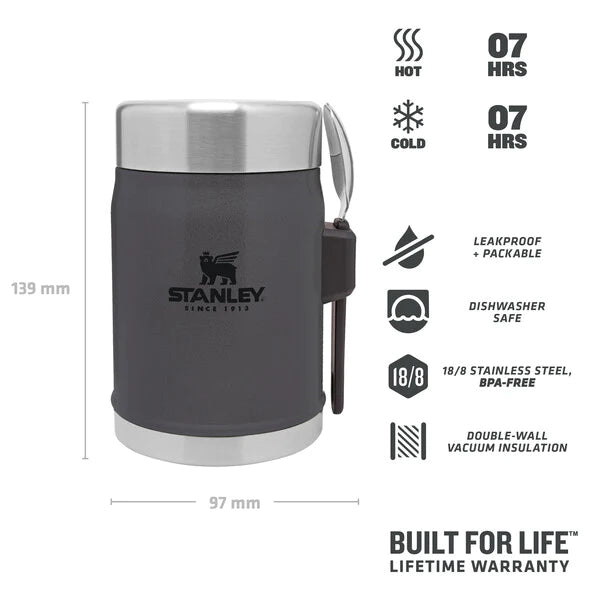 Stanley Food Jar with Spork 0.4L Charcoal