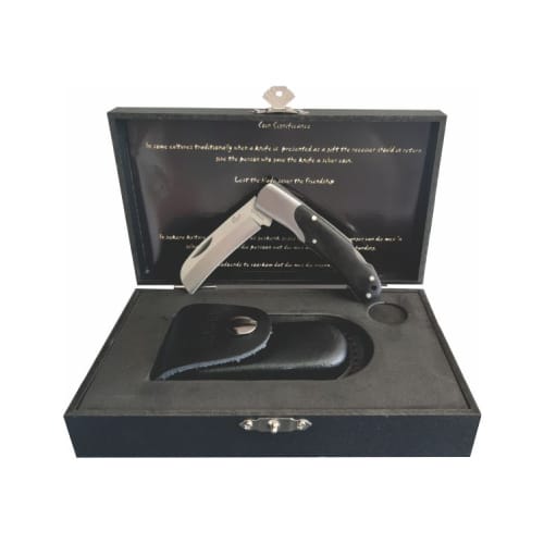 Enlan Biltong Folding Knife with leather Sheath