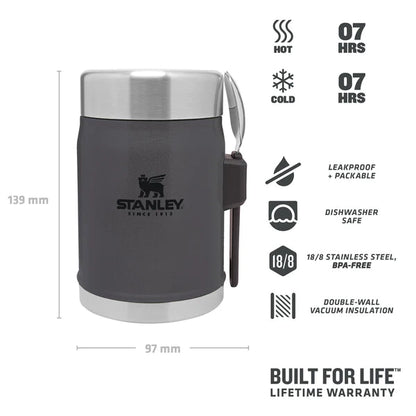 Stanley Food Jar with Spork 0.4L Charcoal