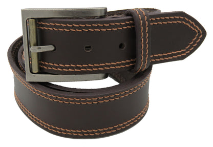 Saddler Belts Mens Double Stitch Leather Belt 40mm