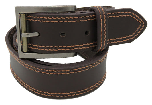 Saddler Belts Mens Double Stitch Leather Belt 40mm