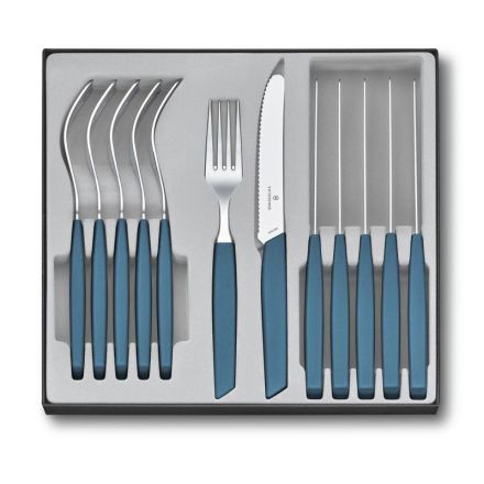 Victorinox Swiss Modern Table Set 12 Piece With Table Knives Blue Giftbox