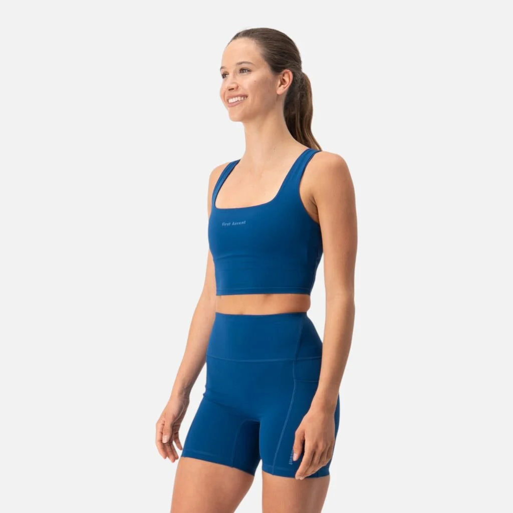 First Ascent Ladies Motion Support Crop Varsity Blue