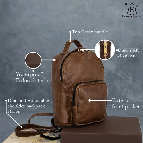 Excelsior Leather Ladies City Backpack Brandy