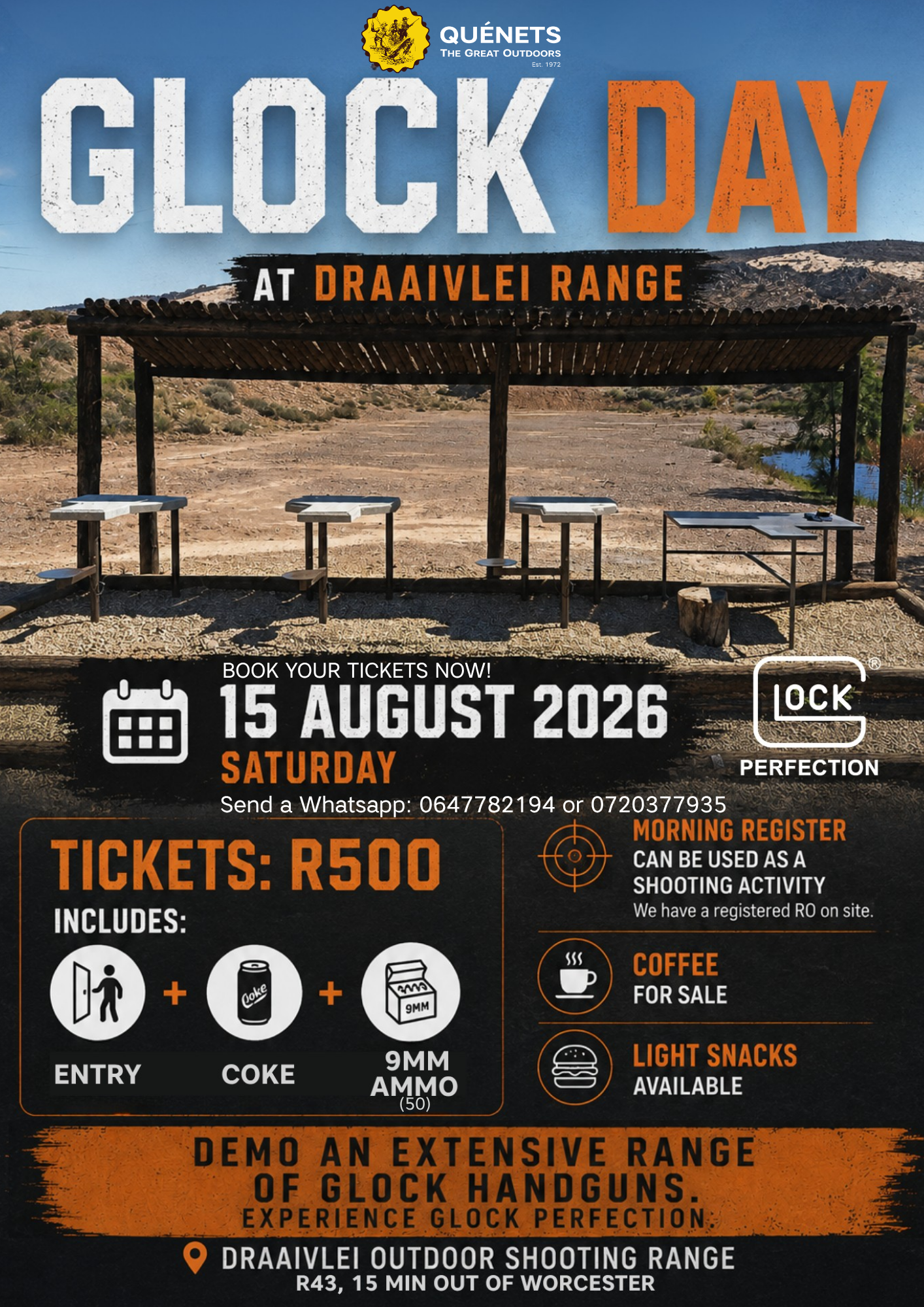 QUENETS GLOCK DAY TICKET - 15 AUGUST 2026
