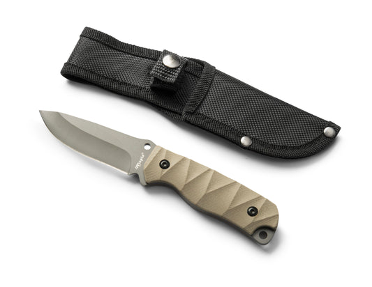 Maple Fixed Blade Knife, G10 Handle, Grey Titanium