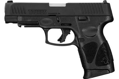 A black Taurus G3XL handgun with a compact frame, shown from the side profile.