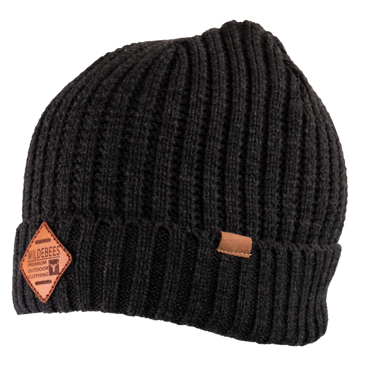 Wildebees Leather Patch Beanie Charcoal