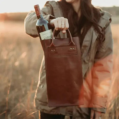 Excelsior Leather Wine Bag Square Red 2-Bottle