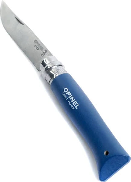 Opinel No. 8 Stainless Steel Knife with Leather Lace Dark